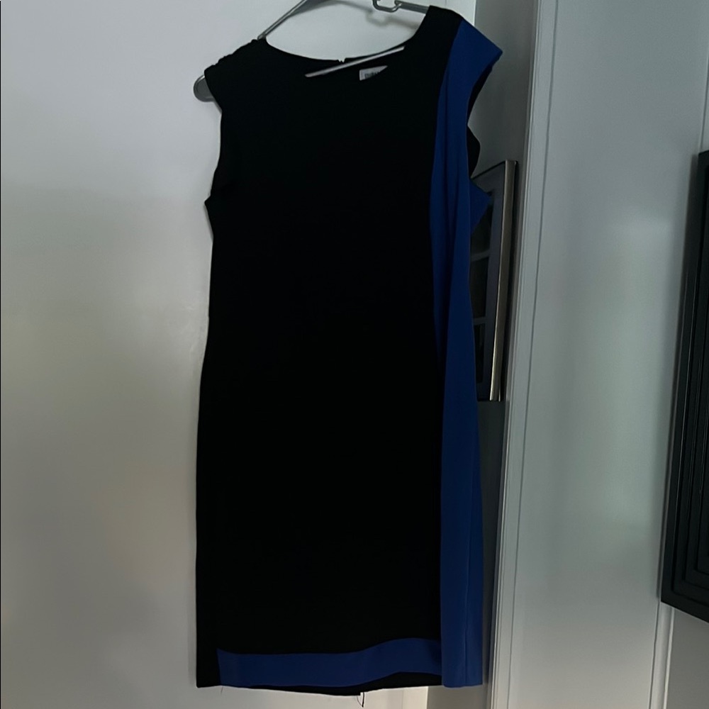 Shelby & Palmer Blue Asymmetrical Sheath Dress
